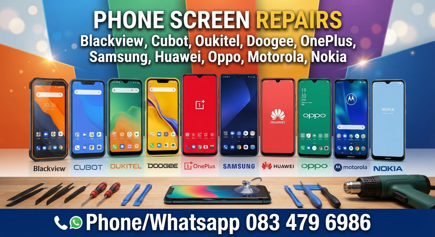 Blackview, Cubot, Oukitel, Doogee, OnePlus, Samsung, Huawei, Oppo, Motorola, Nokia Phone Screen Repairs